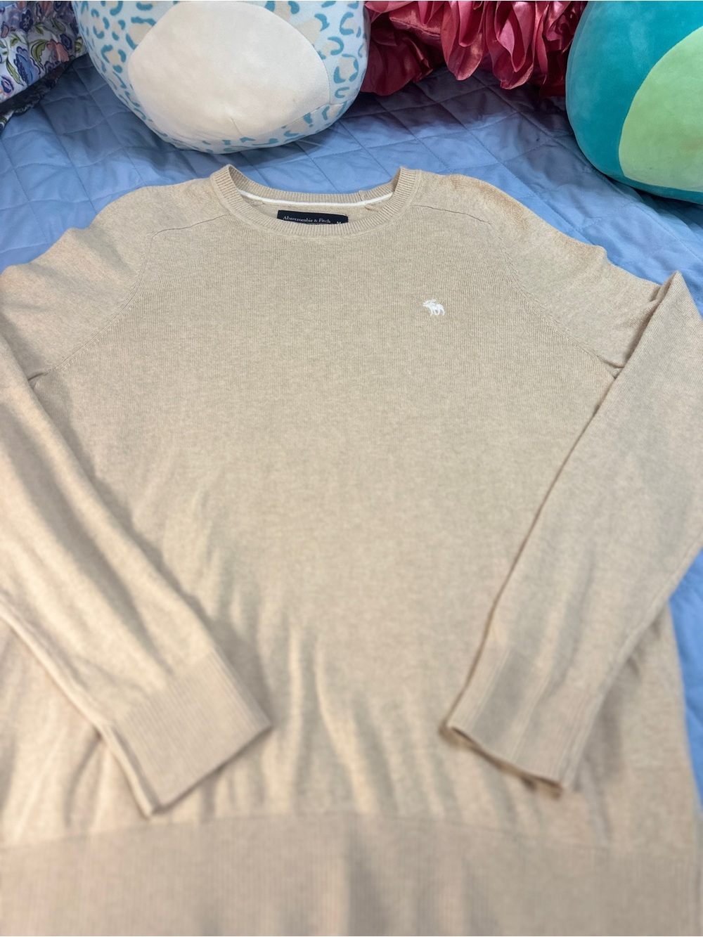 Abercrombie & Fitch Tan Crewneck Sweater- lightweight- Size M